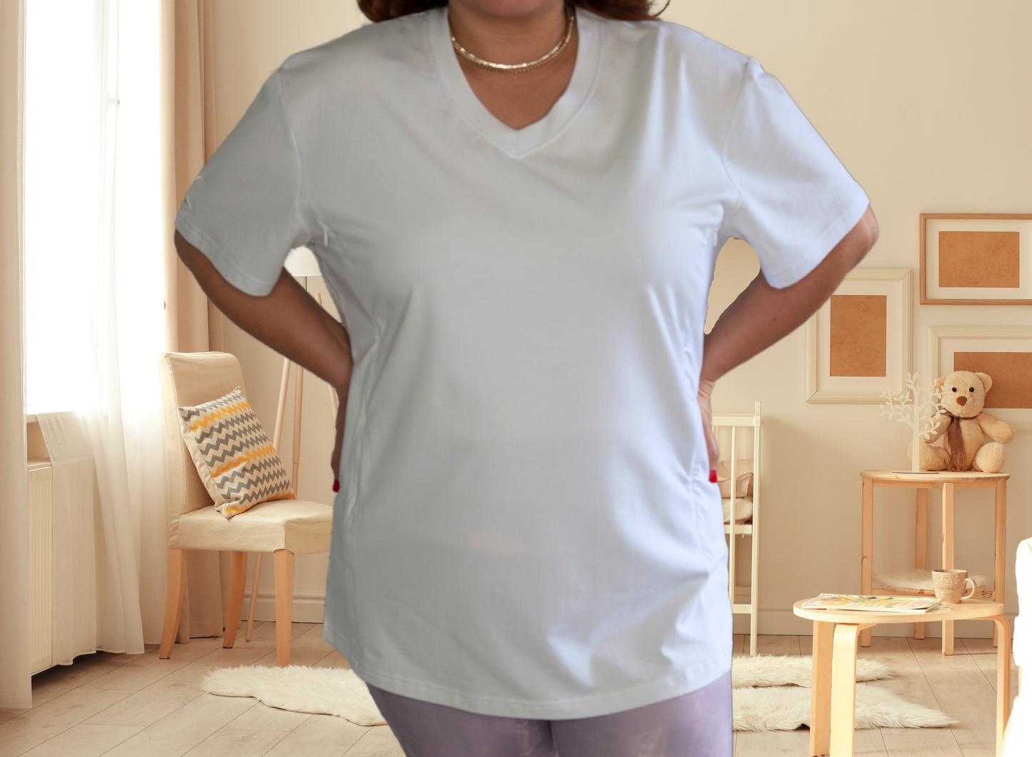Luna Rhea Side Zip Tee in Whisper White