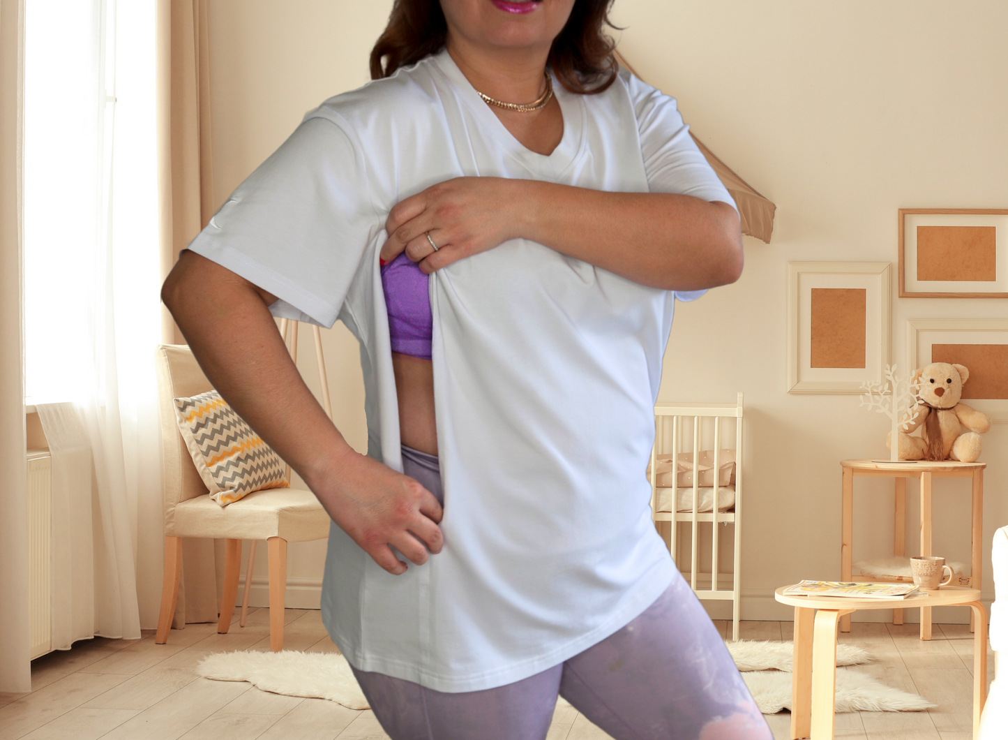 Luna Rhea Side Zip Tee in Whisper White