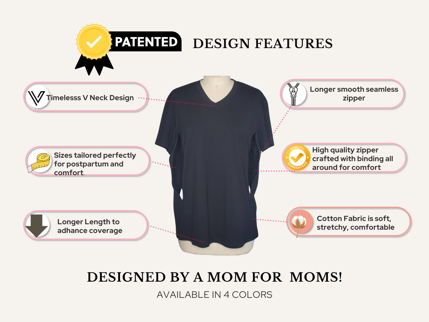 Luna Rhea Side Zip Tee in Boss Black