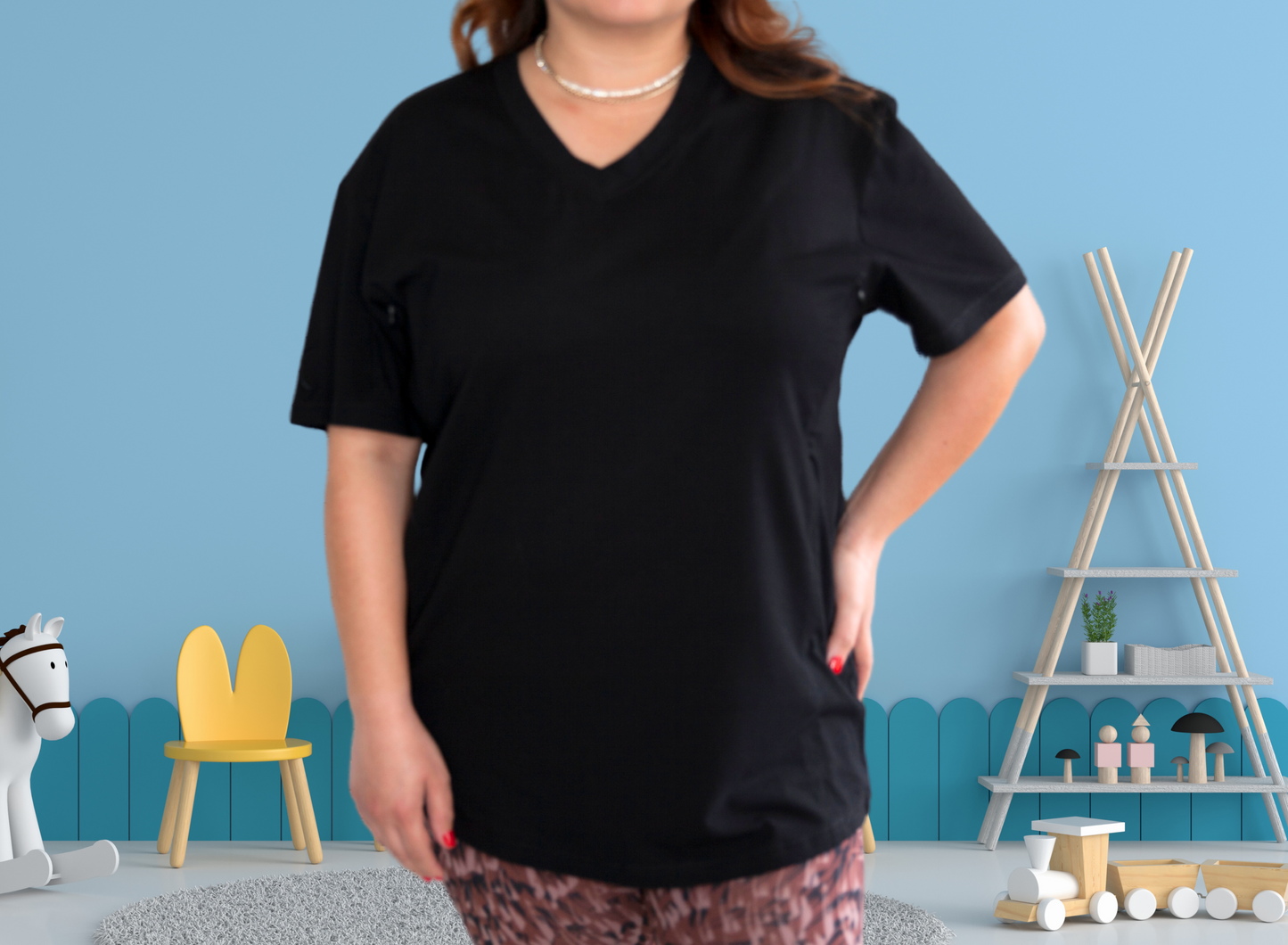 Luna Rhea Side Zip Tee in Boss Black