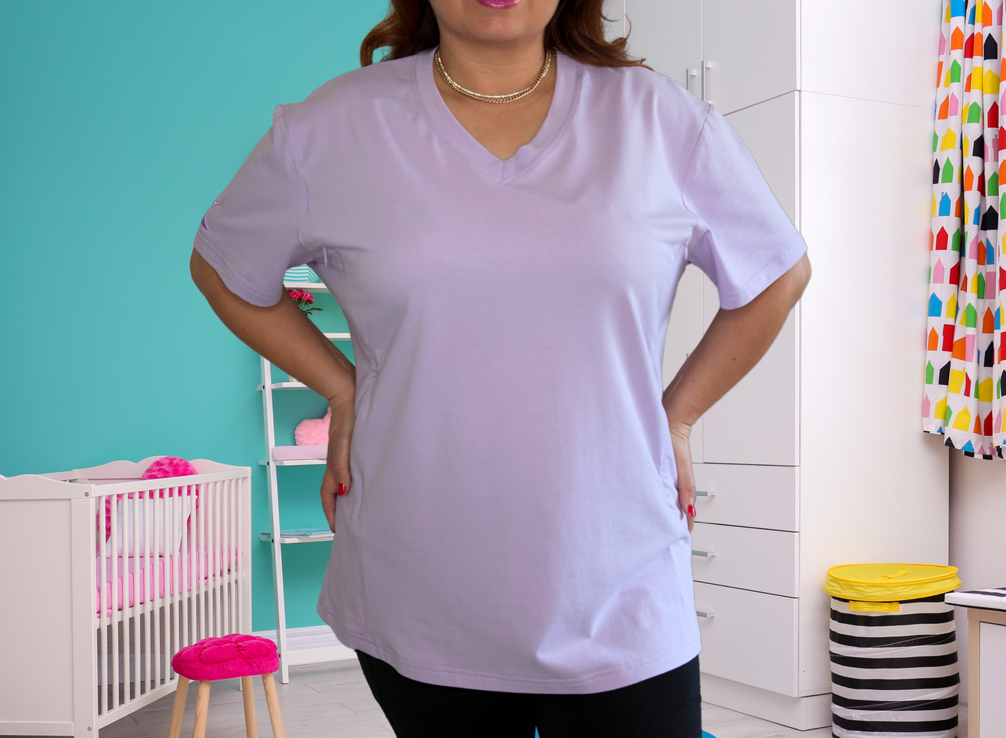 Luna Rhea Side Zip Tee in Lullaby Lilac