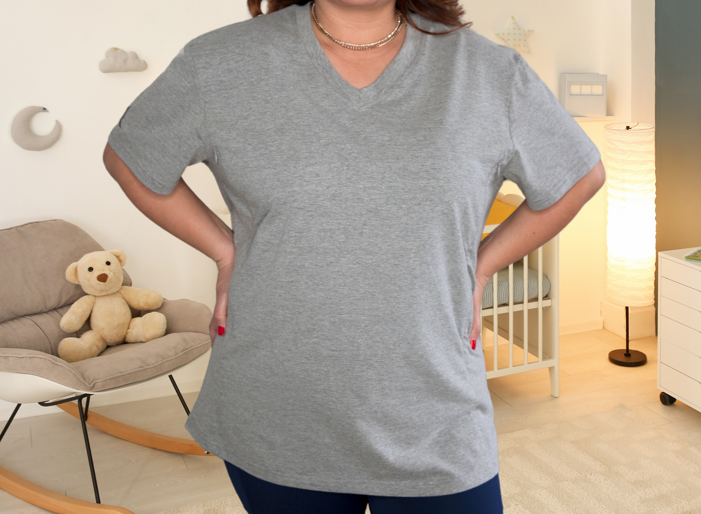 Luna Rhea Side Zip Tee in Goodnight Gray