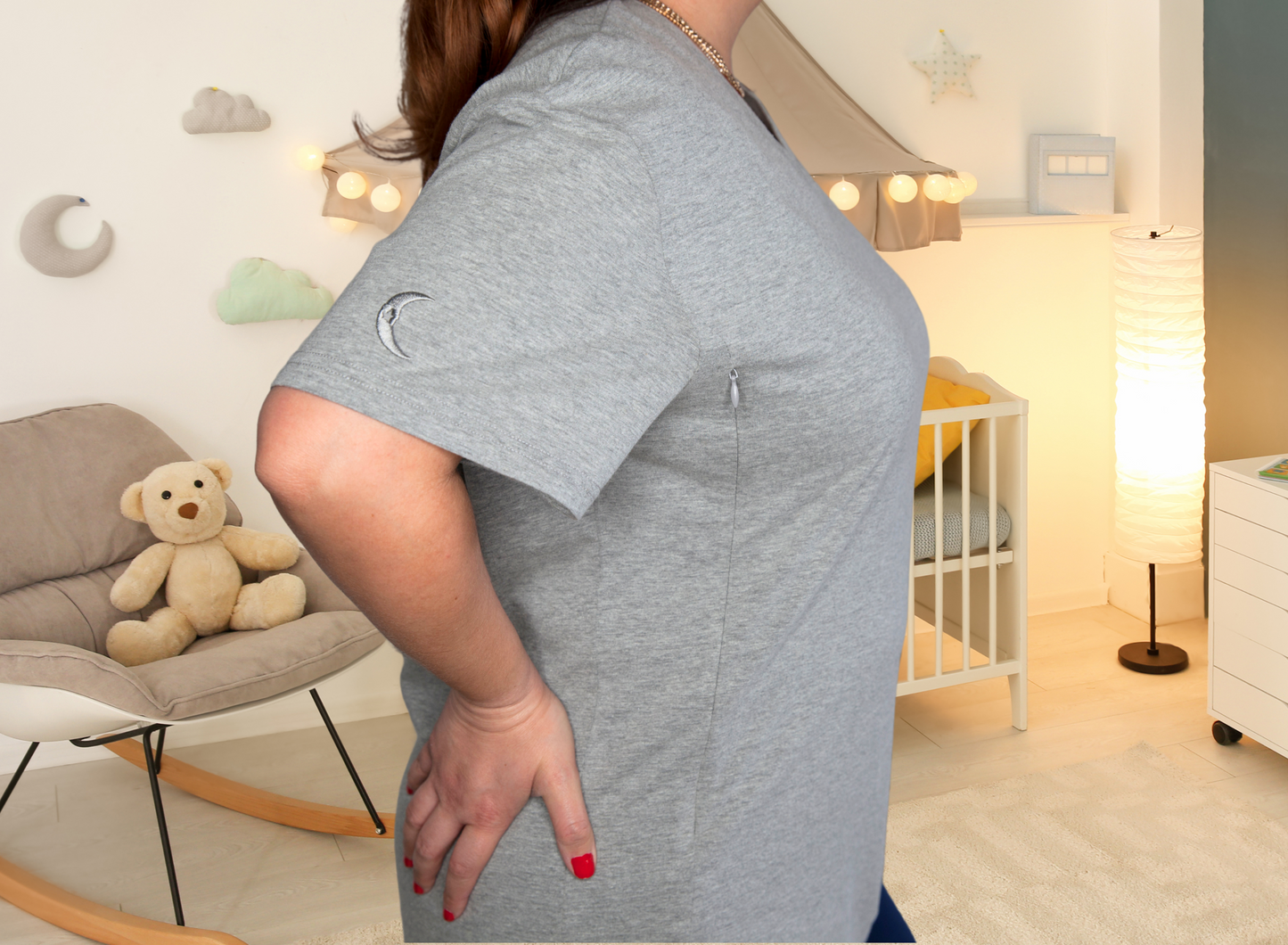 Luna Rhea Side Zip Tee in Goodnight Gray
