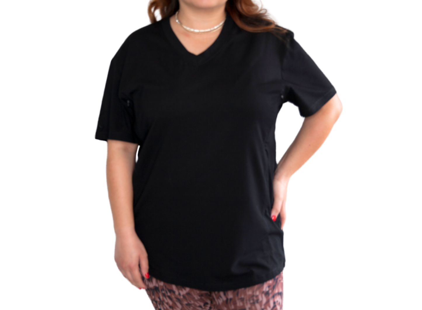 Luna Rhea Side Zip Tee in Boss Black