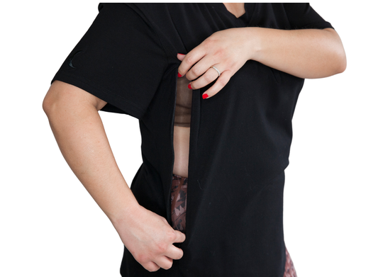 Luna Rhea Side Zip Tee in Boss Black