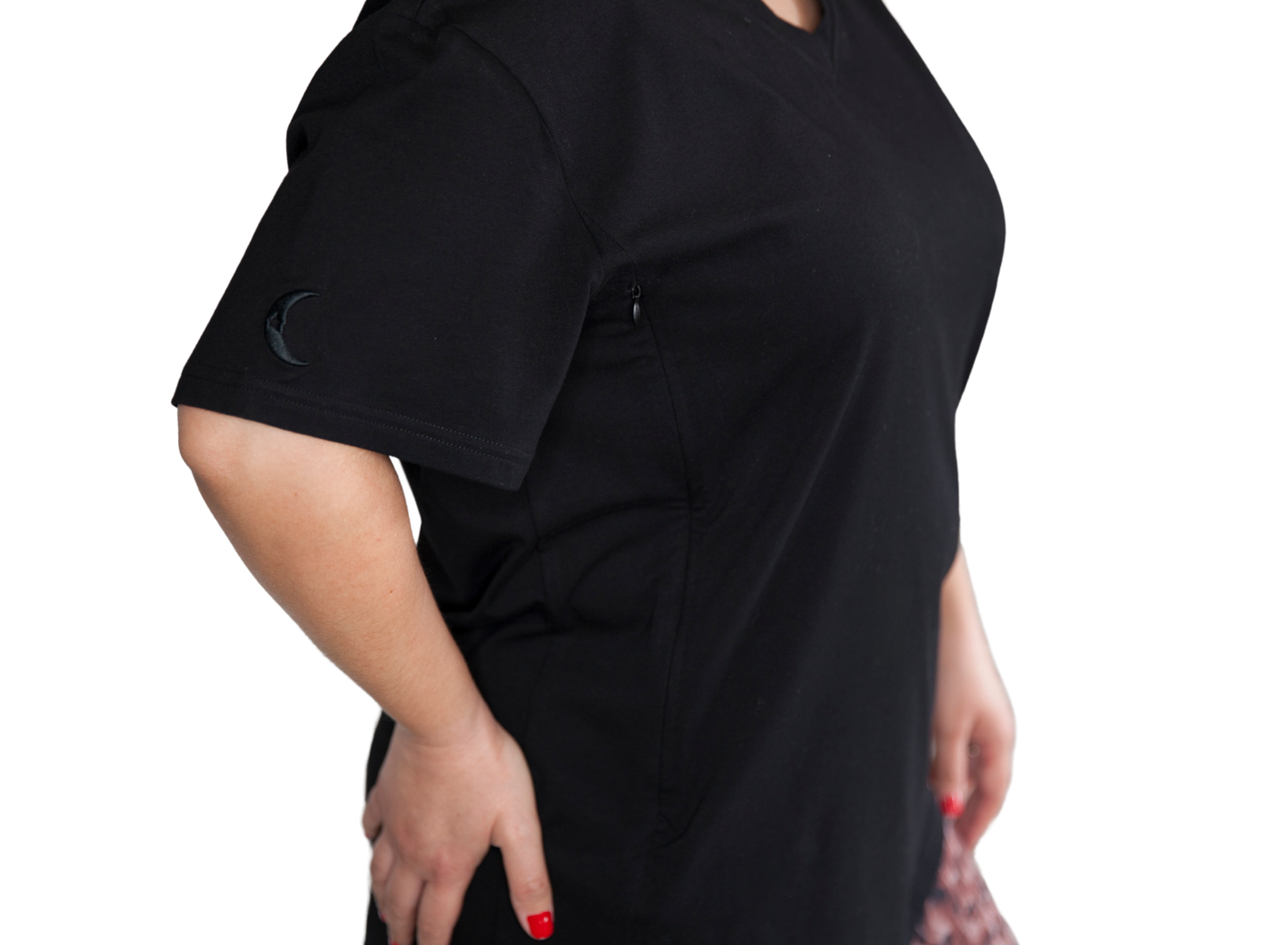 Luna Rhea Side Zip Tee in Boss Black