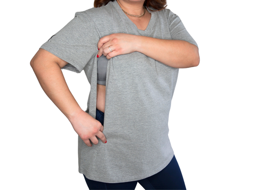 Luna Rhea Side Zip Tee in Goodnight Gray