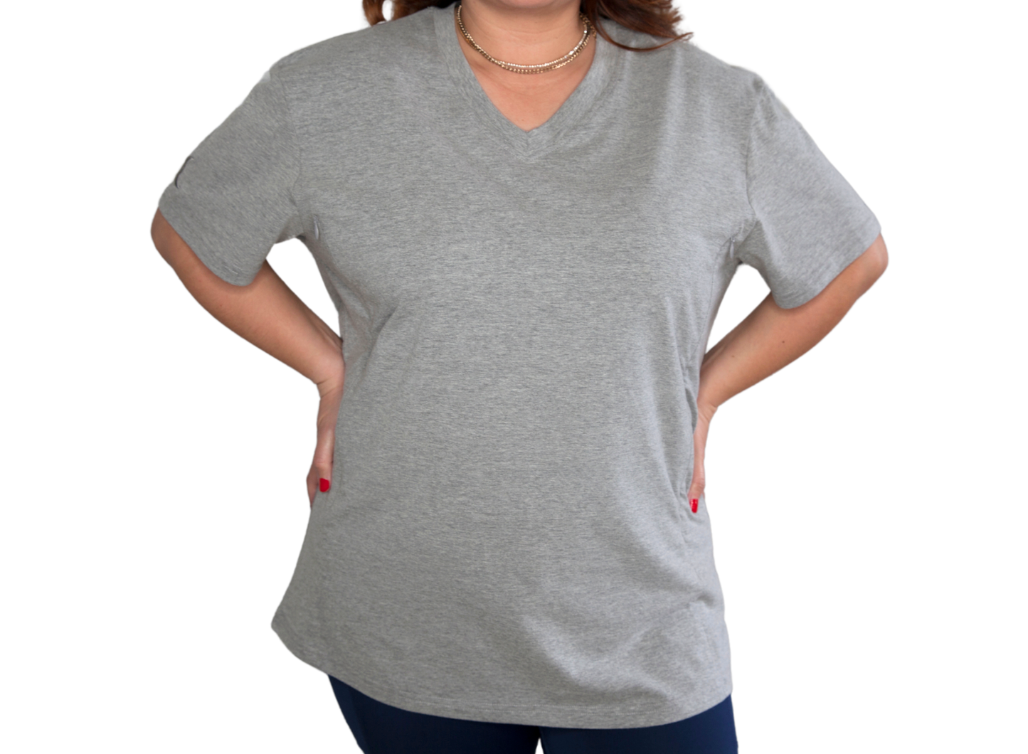 Luna Rhea Side Zip Tee in Goodnight Gray