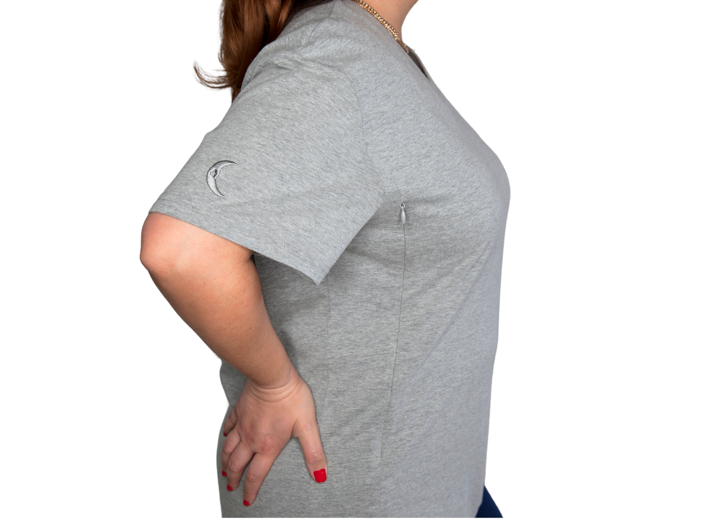 Luna Rhea Side Zip Tee in Goodnight Gray