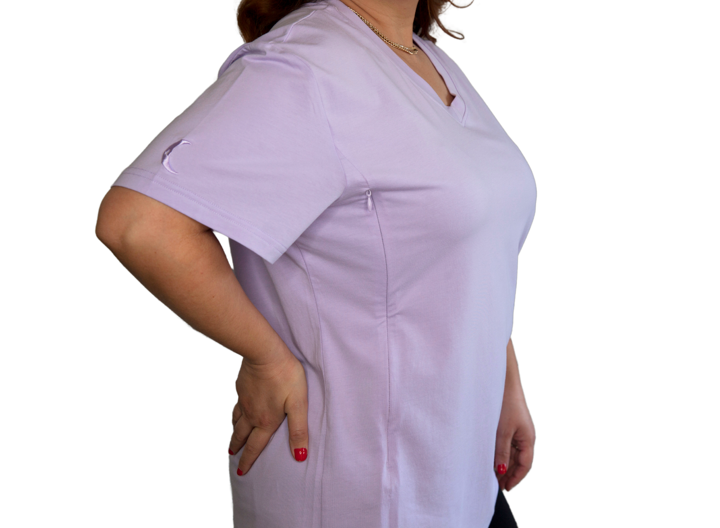 Luna Rhea Side Zip Tee in Lullaby Lilac