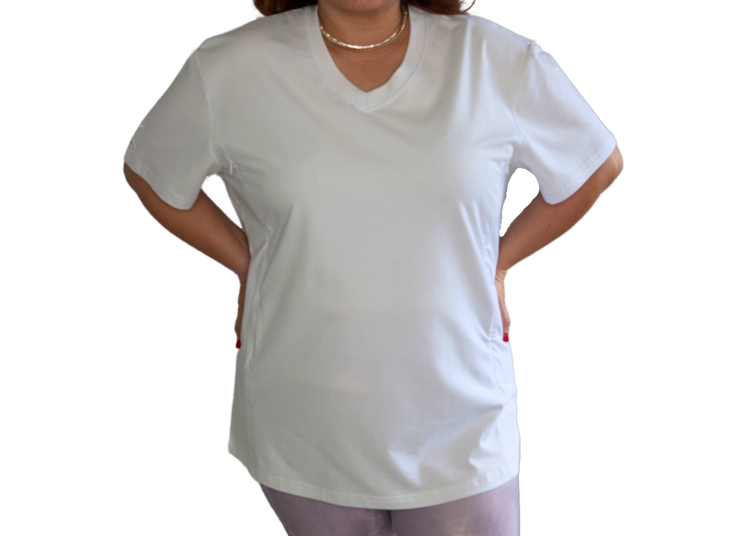 Luna Rhea Side Zip Tee in Whisper White