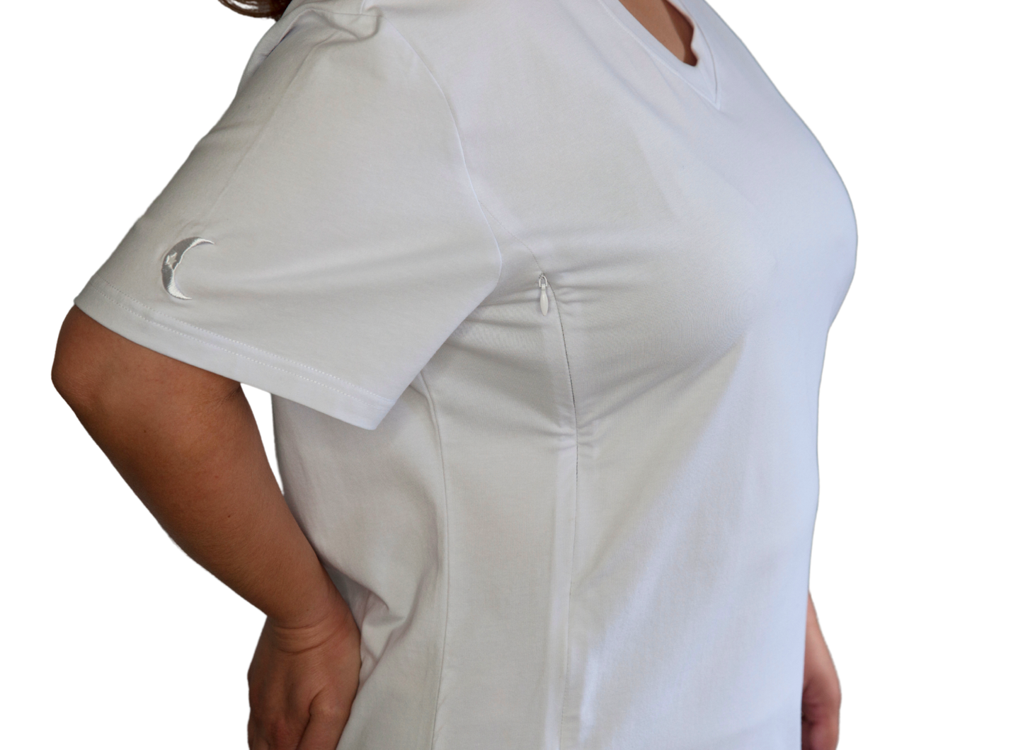 Luna Rhea Side Zip Tee in Whisper White
