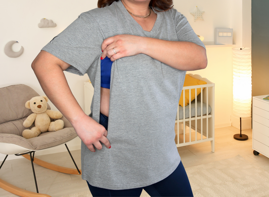 Luna Rhea Side Zip Tee in Goodnight Gray