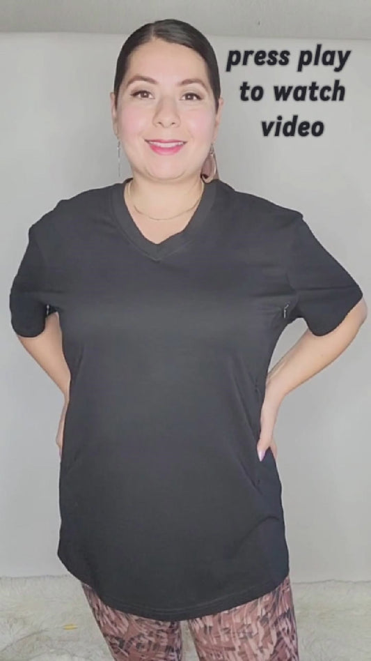 Luna Rhea Side Zip Tee in Boss Black