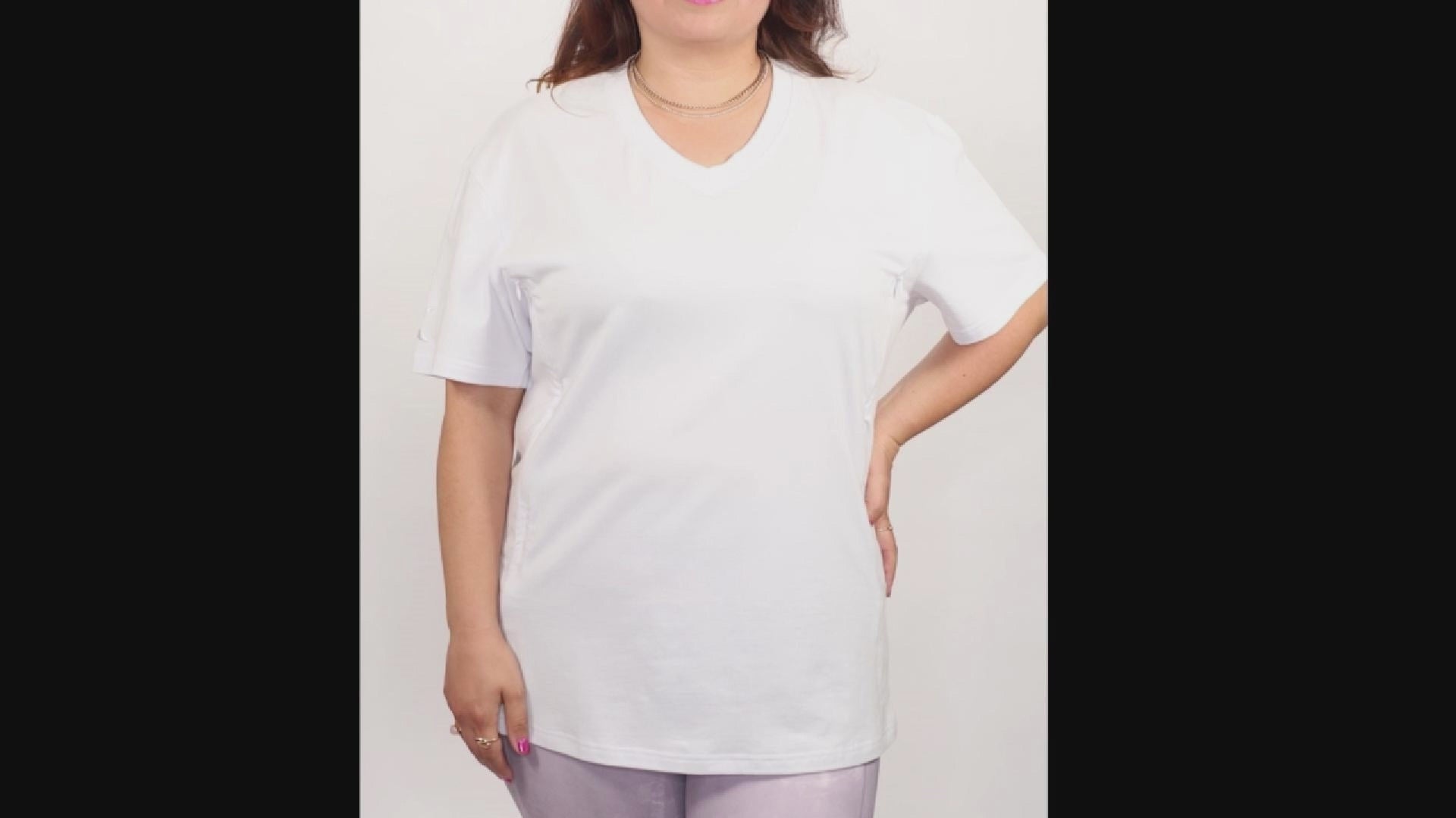 Luna Rhea Side Zip Tee in Whisper White